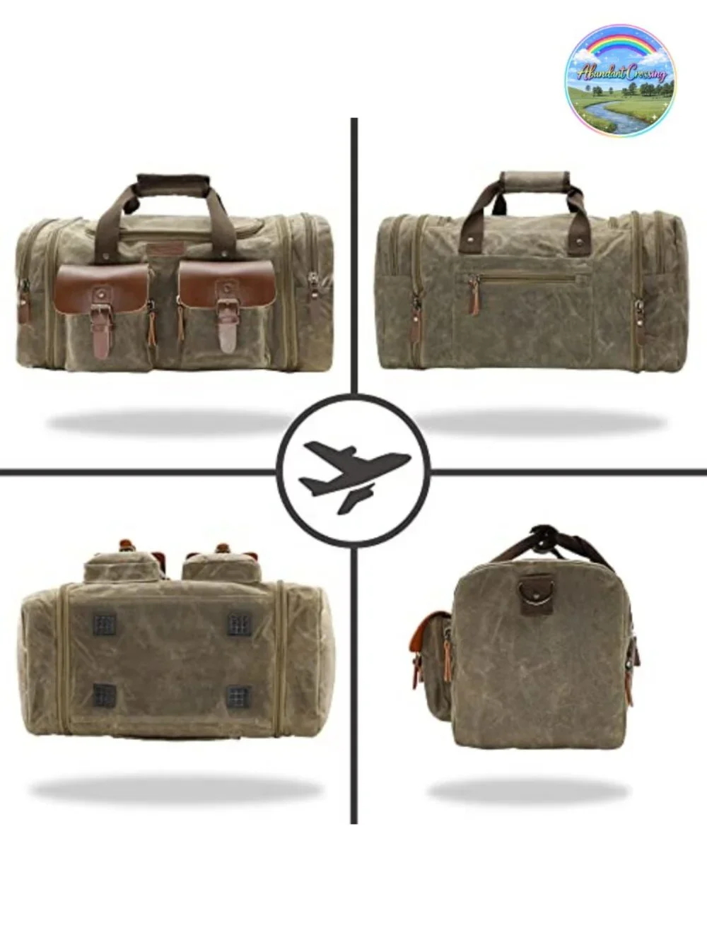 Waxed Canvas Duffle Bag 60L Weekender Overnight Travel Carry-On